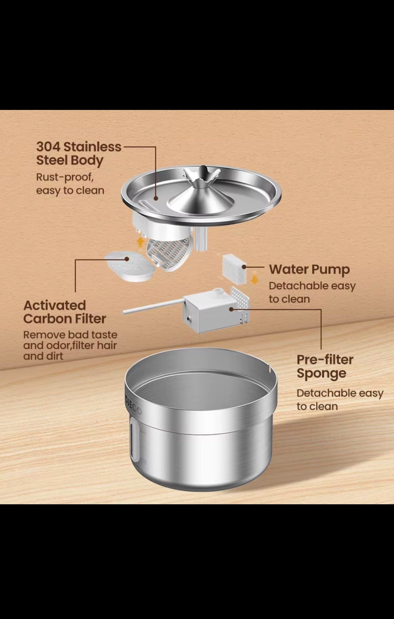 Stainless Steel Cat Water Fountain – Automatic Pet Drinking Fountain